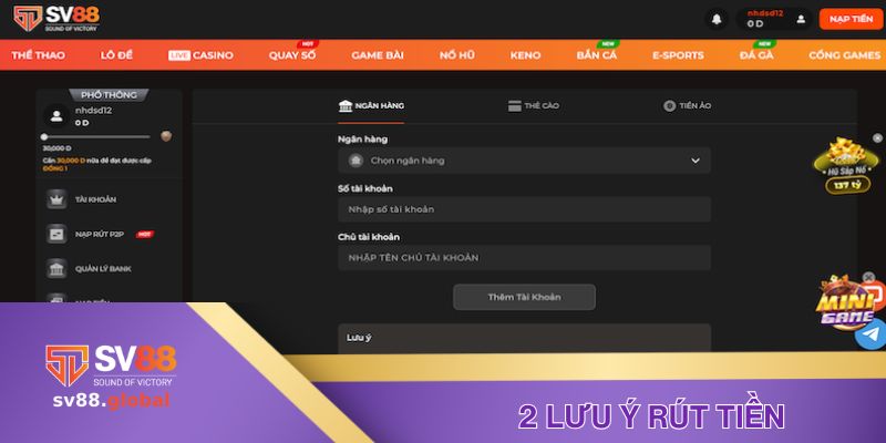 2 lưu ý quan trọng khi giao dịch tại SV88