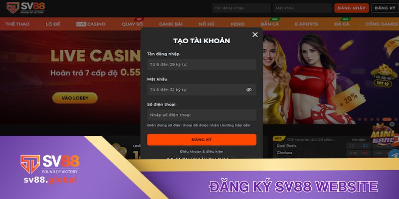 4 bước đăng ký thành công trên website SV88