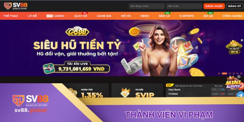 Thành viên vi phạm nguyên tắc không được SV88 hỗ trợ